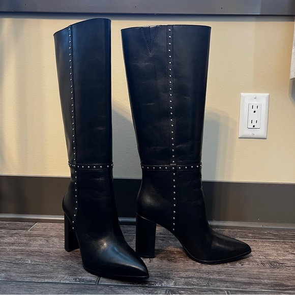 PAIGE Shoes - Paige - Kelly Black Leather Pointed Toe Boots, Size 9